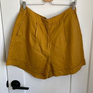 Frank and Oak Mustard Linen shorts